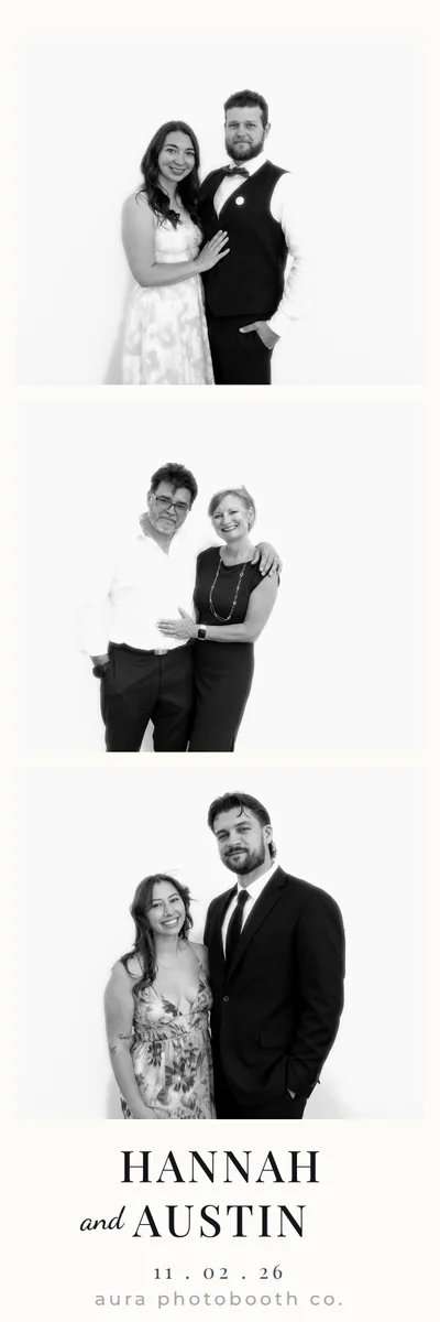 2x6 photo booth print design, Three frames, names at the base