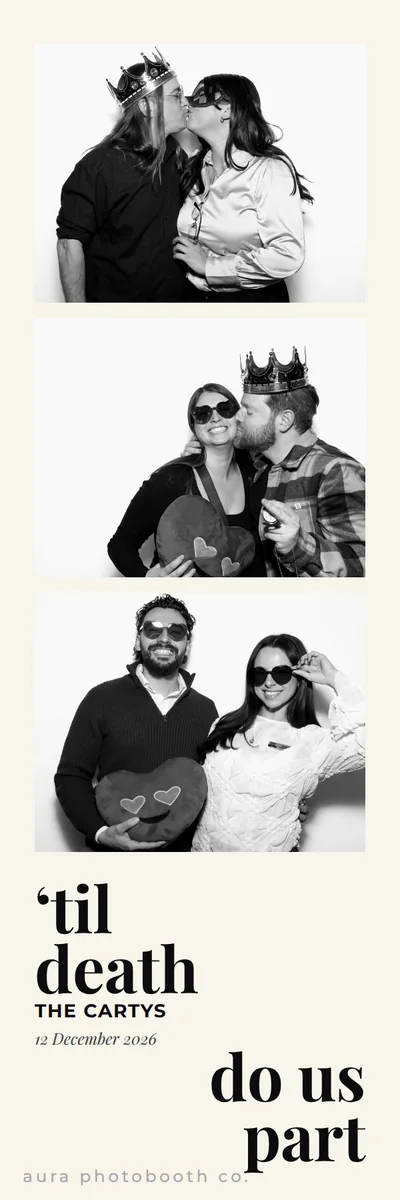 2x6 photo booth print design, Script footer, dark